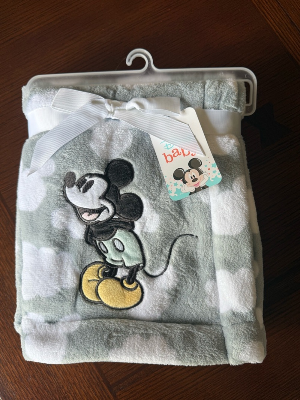 Disney Baby Mickey Mouse Plush Blanket Gray Cloud Lambs & Ivy 30x40 NWT